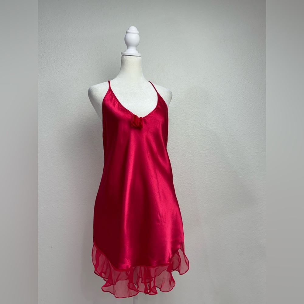 Intime of California VTG Raspberry Pink Slip Dress Size L Made in USA